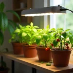 Person harvesting ripe cherry tomatoes from an indoor plant.