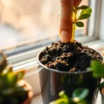 moisture of a small potted plant by