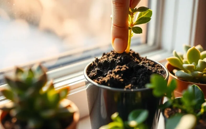 moisture of a small potted plant by